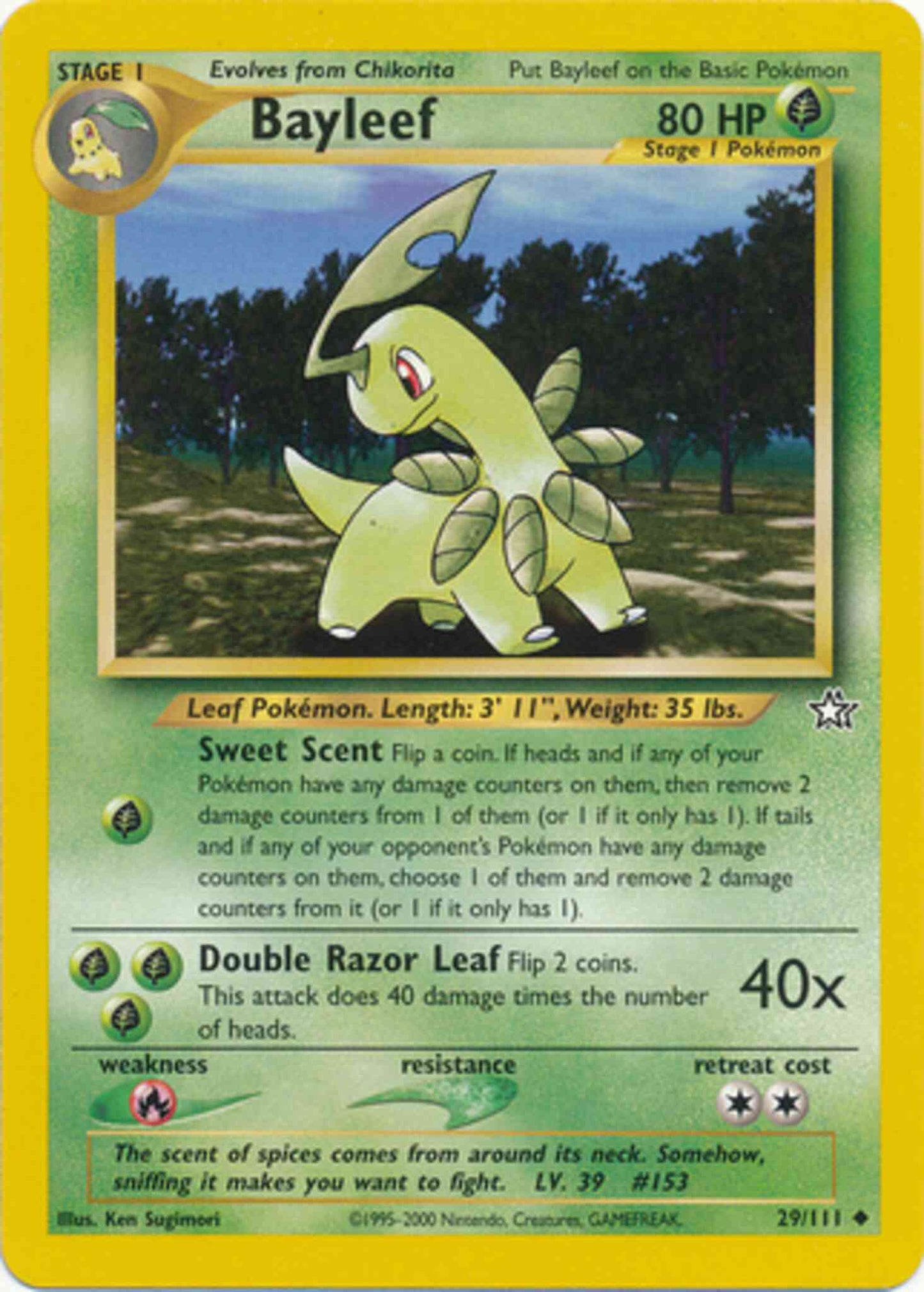 Bayleef - 29/111 - Uncommon - Unlimited [neo1U-29] [Non-Holo]