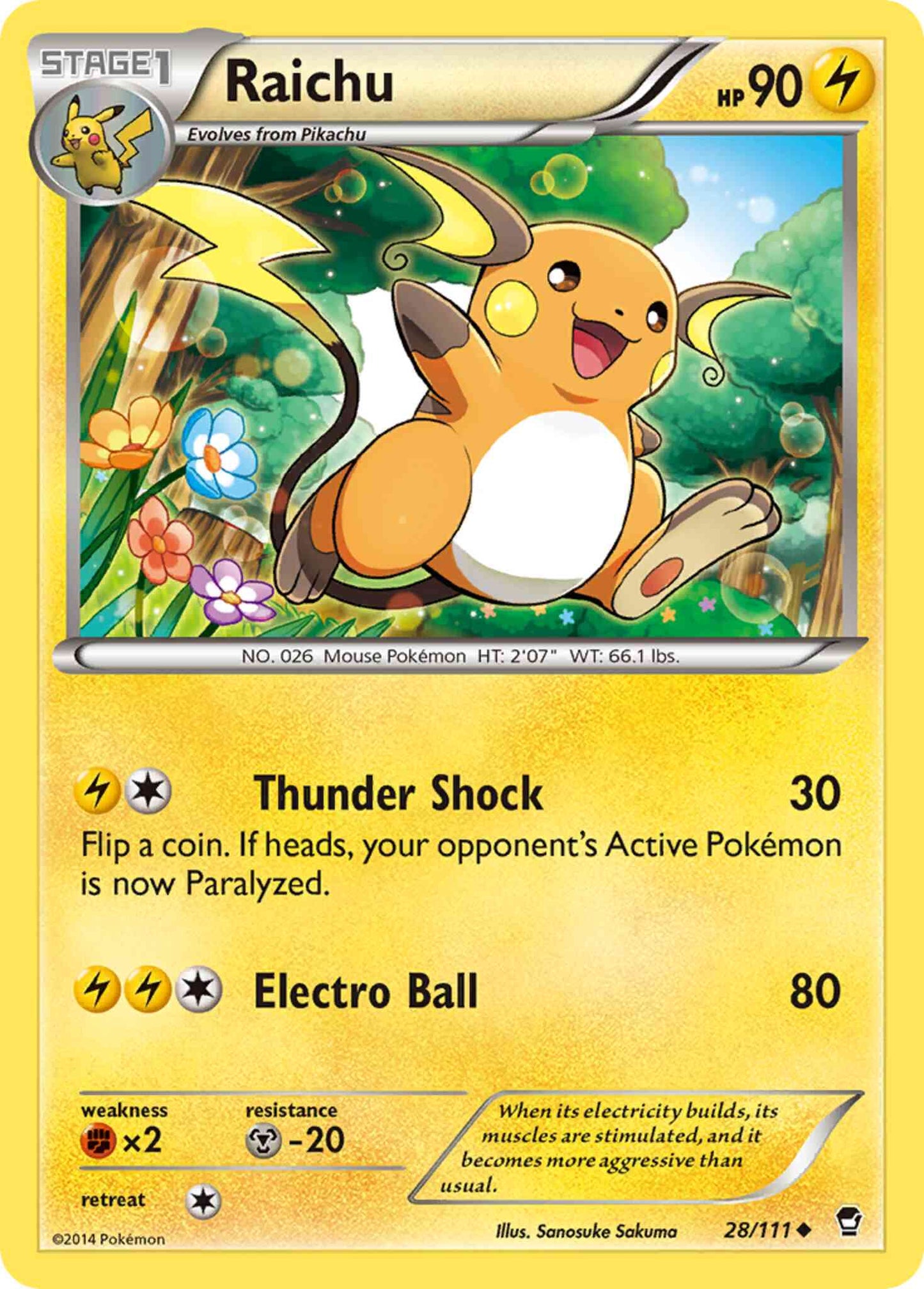 Raichu - 28/111 - Uncommon [xy3-28] [Non-Holo]