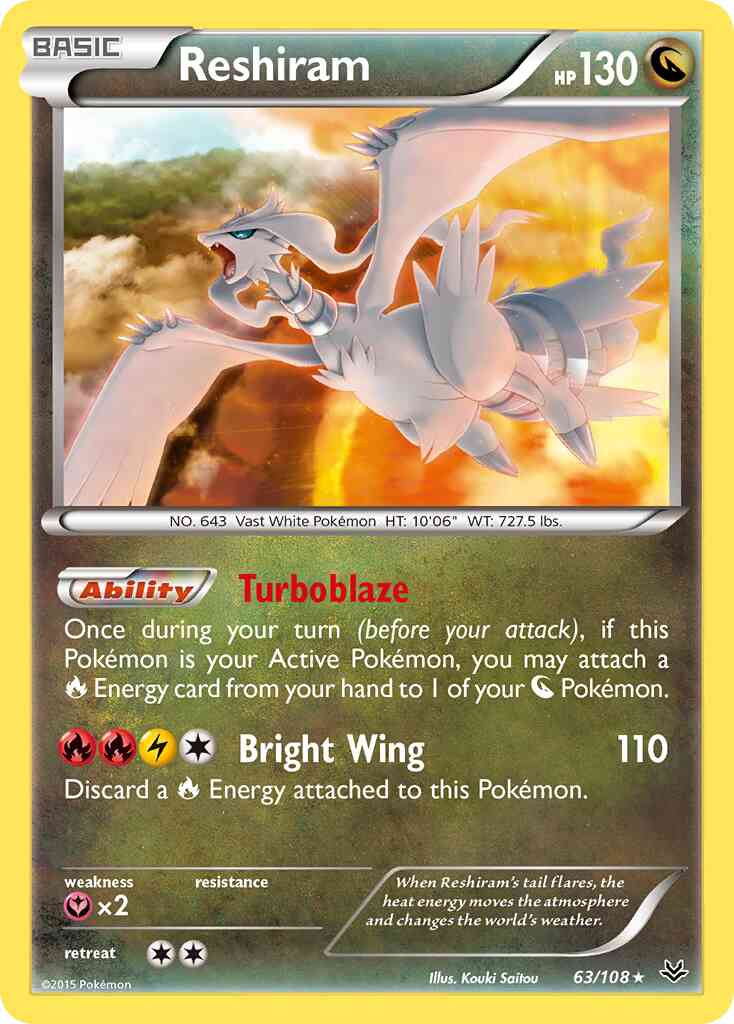 Reshiram - 63/108 - Rare Holo [xy6-63] [Reverse Holo]