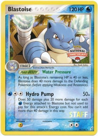 Blastoise - 14/100 - Staff 2007 Nationals Rare [Non-Holo]