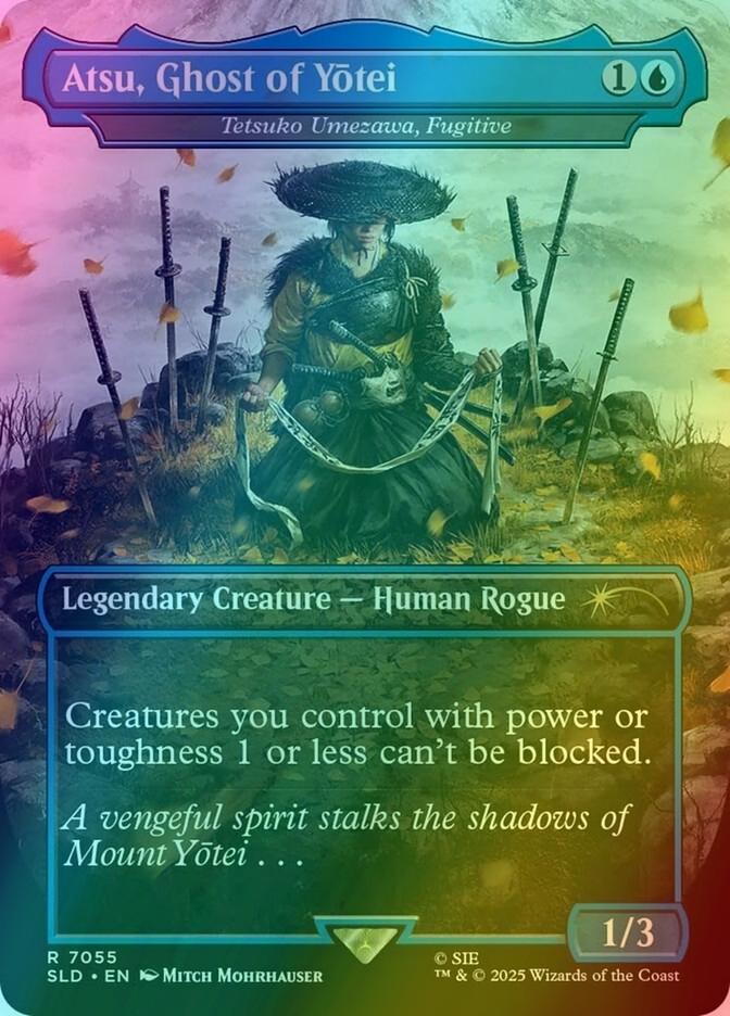 Atsu, Ghost of Yōtei - Tetsuko Umezawa, Fugitive [7055] [Borderless] [Ghost of Tsushima] [Secret Lair Drop] [Foil]