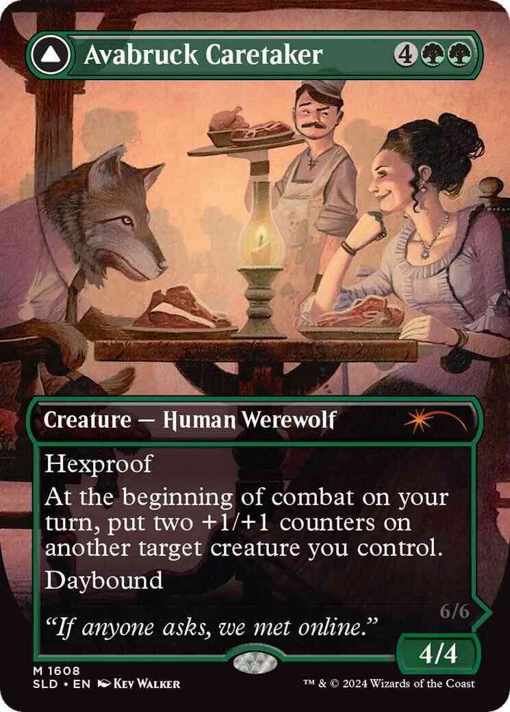 Avabruck Caretaker // Hollowhenge Huntmaster [1608] [Borderless] [Not a Wolf] [Secret Lair Drop] [Non-Foil]
