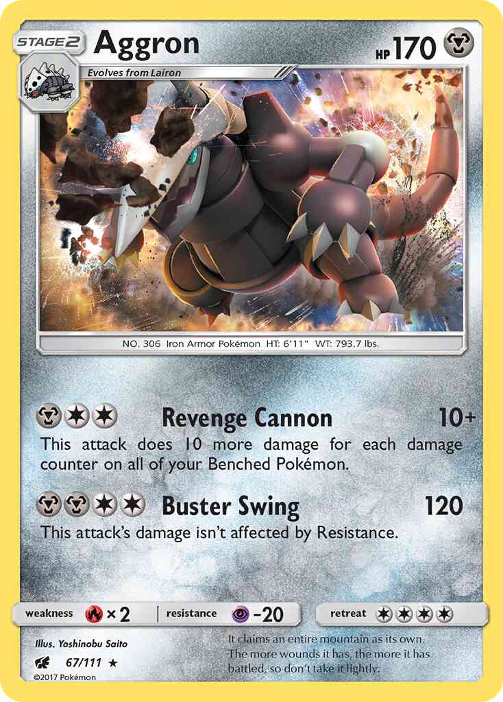 Aggron - 67/111 - Rare Holo [sm4-67] [Reverse Holo]