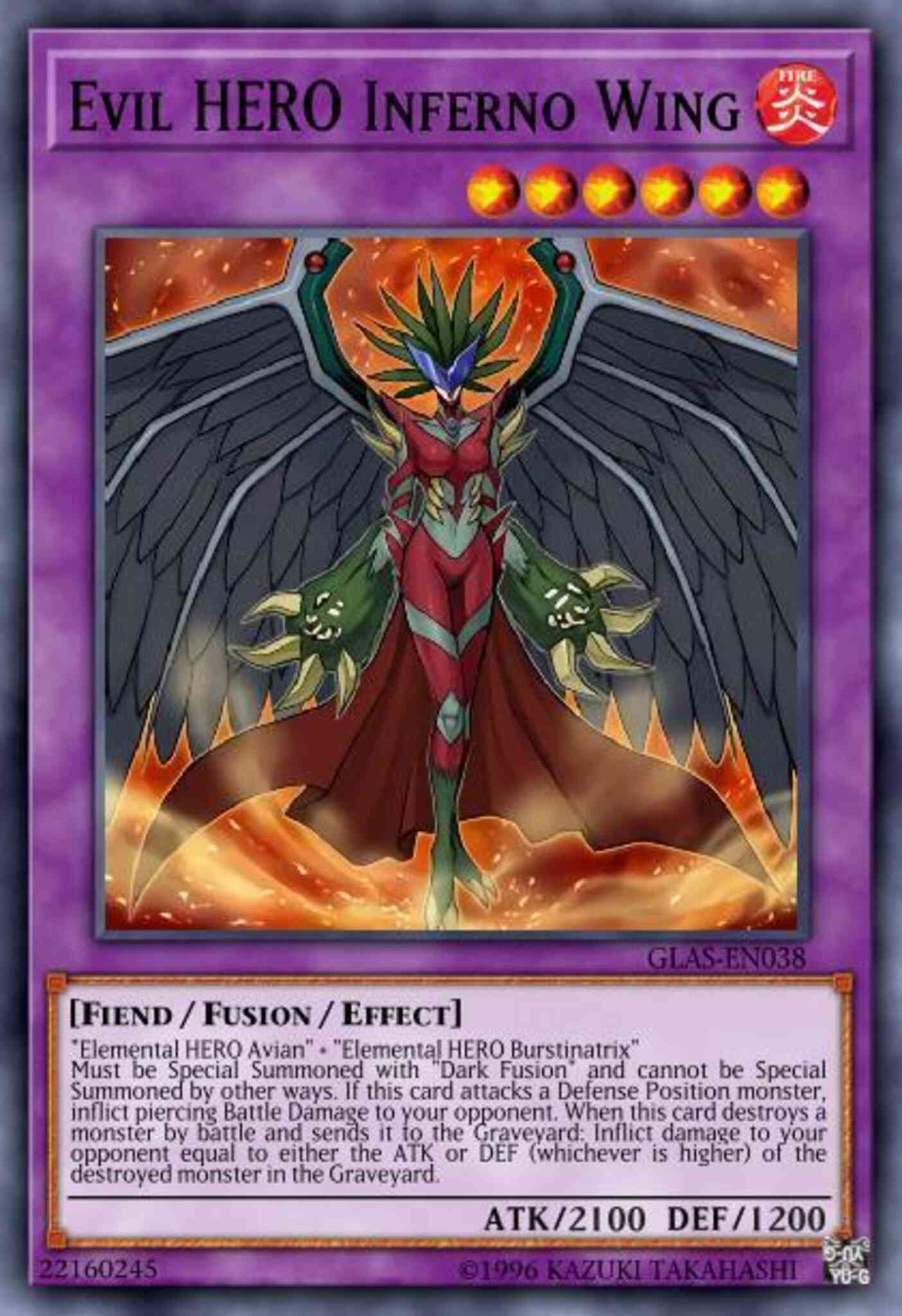Evil HERO Inferno Wing - GLAS-EN038 - Ultimate Rare - 1st Edition