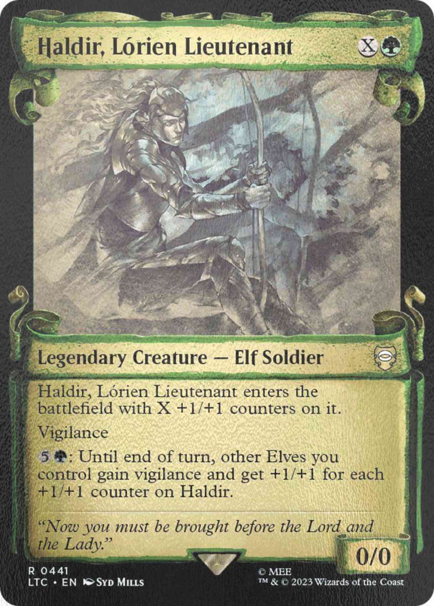 Haldir, Lórien Lieutenant [441] [Scrolls Showcase] [The Lord of the Rings: Tales of Middle-earth: Commander] [Silver Foil]