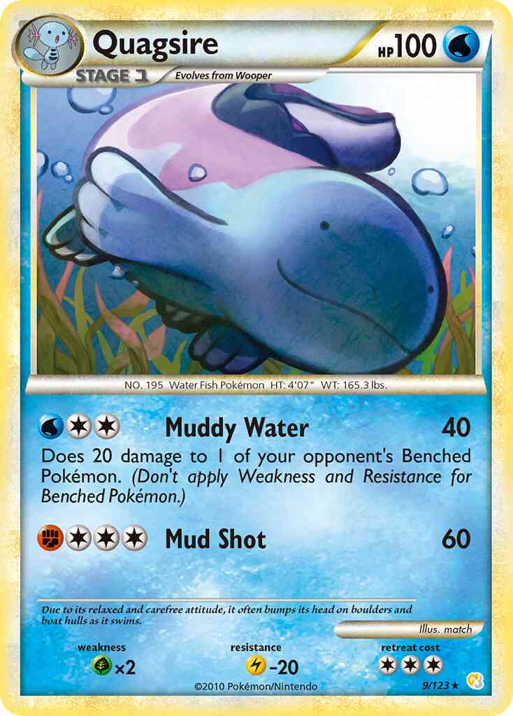Quagsire - 9/123 - Rare Holo [hgss1-9] [Reverse Holo]