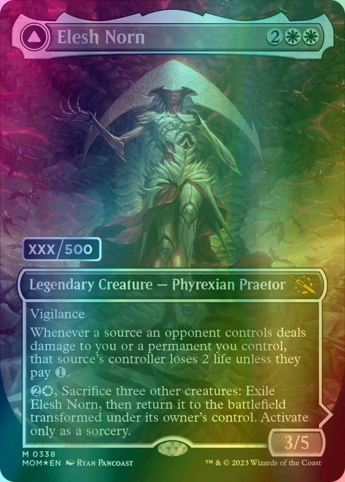 Elesh Norn // The Argent Etchings - Serial Numbered [338] [Borderless] [March of the Machine] [Foil]