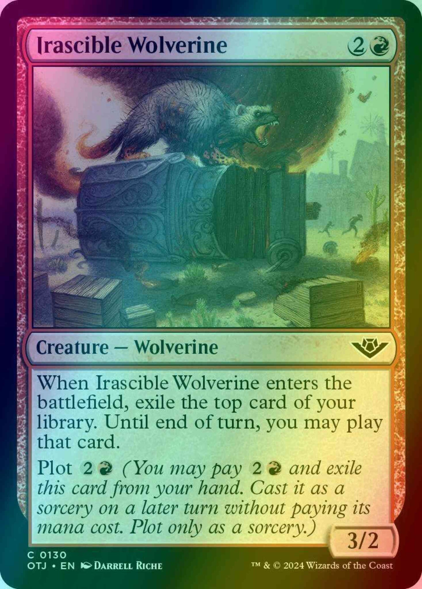 Irascible Wolverine [130] [Outlaws of Thunder Junction] [Foil]