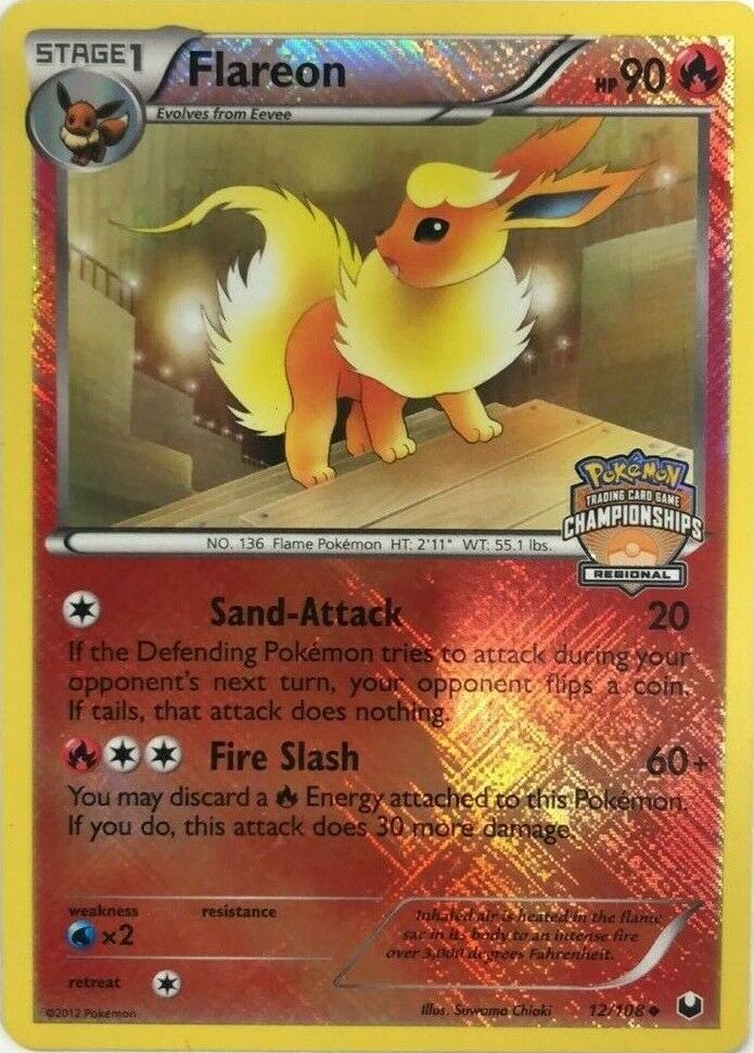 Flareon - 12/108 - Promotional - Crosshatch Holo Winter Regional Championships 2012 [Reverse Holo]
