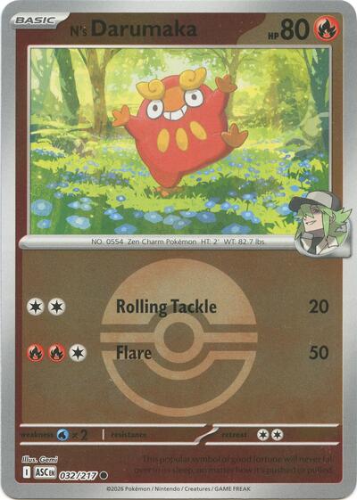 N's Darumaka - Poké Ball - 032/217 - Common [me025-032] [Reverse Holo]