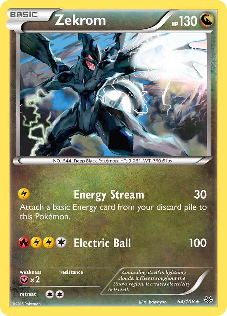 Zekrom - 64/108 - Rare Holo [xy6-64] [Reverse Holo]