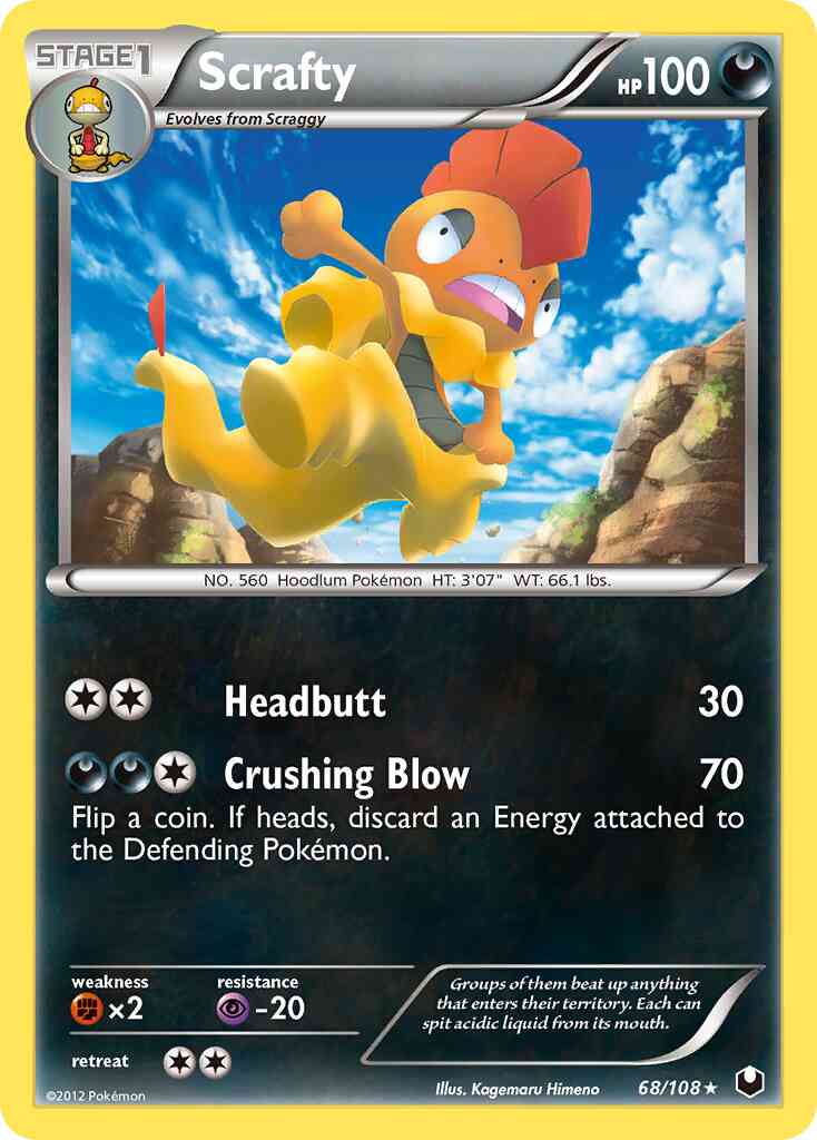 Scrafty - 68/108 - Rare [bw5-68] [Reverse Holo]