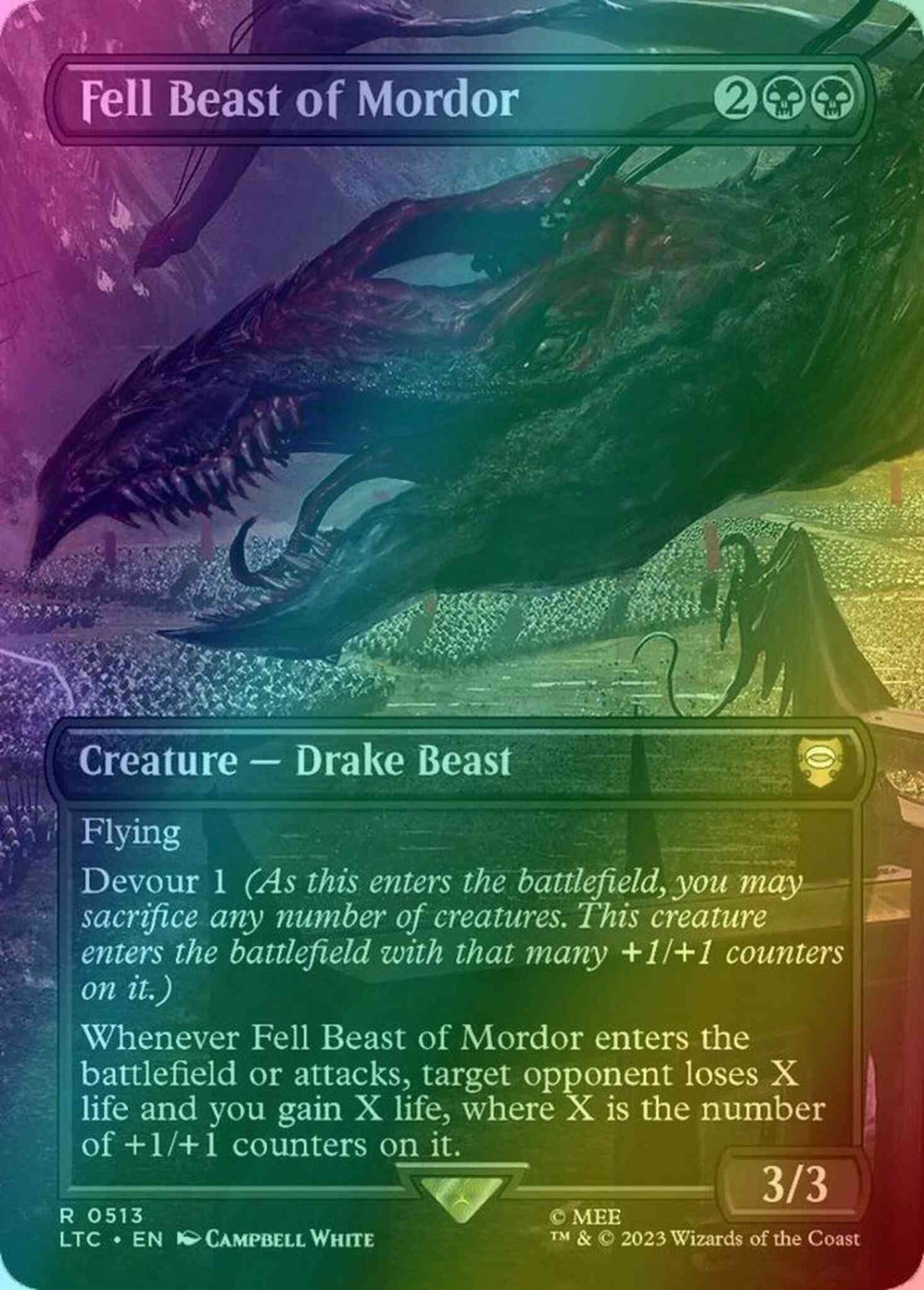 Fell Beast of Mordor [513] [Borderless] [The Lord of the Rings: Tales of Middle-earth: Commander] [Foil]