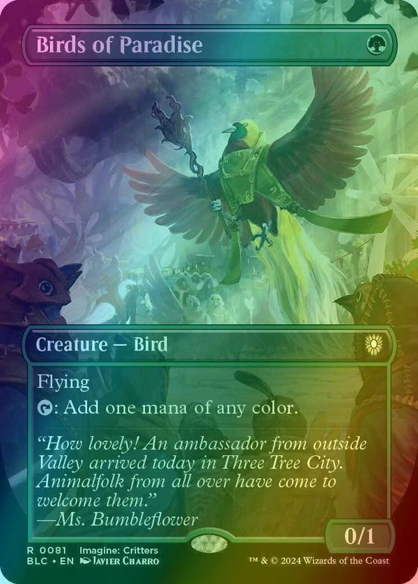 Birds of Paradise [81] [Borderless] [Imagine: Critters] [Bloomburrow: Commander] [Foil]