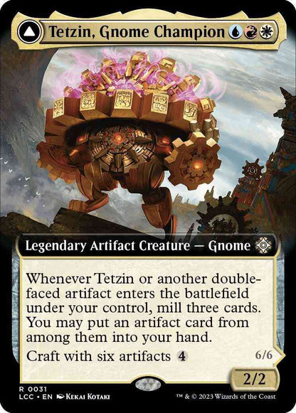 Tetzin, Gnome Champion // The Golden-Gear Colossus [31] [Extended Art] [The Lost Caverns of Ixalan: Commander] [Non-Foil]