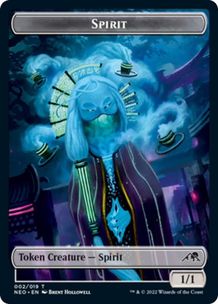 Saproling Token (10) // Spirit Token (02) [Kamigawa: Neon Dynasty: Commander: Tokens] [Non-Foil]
