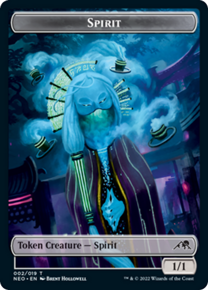 Saproling Token (10) // Spirit Token (02) [Kamigawa: Neon Dynasty: Commander: Tokens] [Non-Foil]