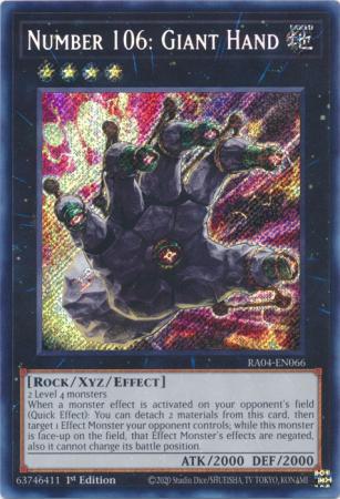 Number 106: Giant Hand - RA04-EN066 - Secret Rare - 1st Edition