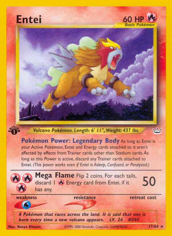 Entei - 17/64 - Rare - 1st Edition [neo3-17] [Non-Holo]