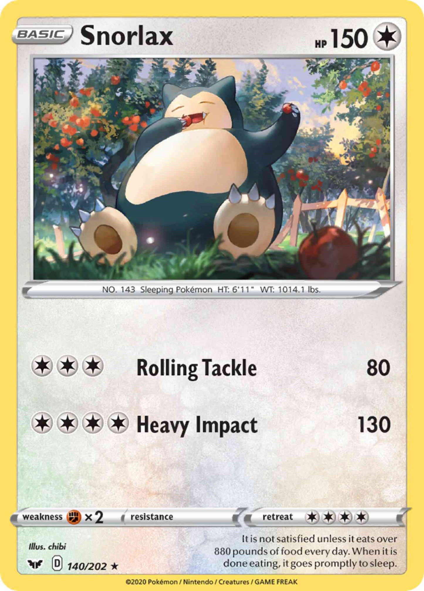 Snorlax - 140/202 - Rare [swsh1-140] [Reverse Holo]