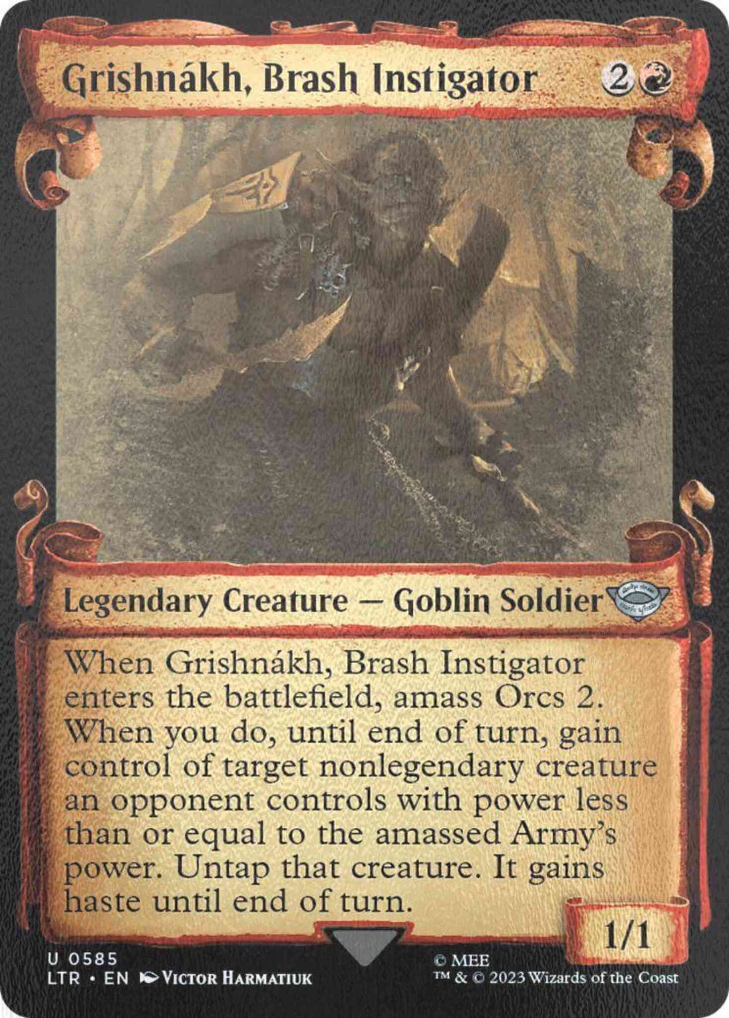 Grishnákh, Brash Instigator [585] [Scrolls Showcase] [The Lord of the Rings: Tales of Middle-earth] [Silver Foil]