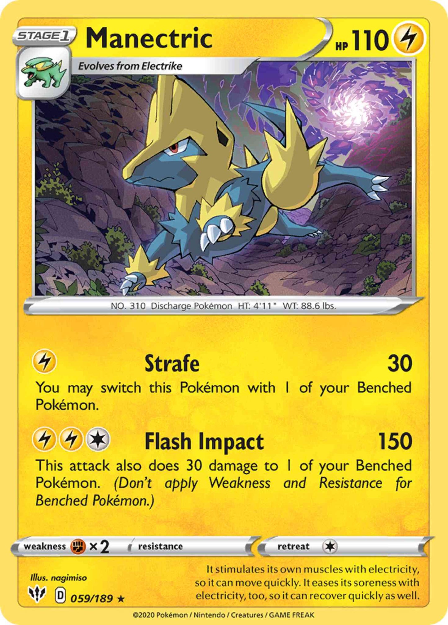 Manectric - 059/189 - Rare [swsh3-059] [Reverse Holo]
