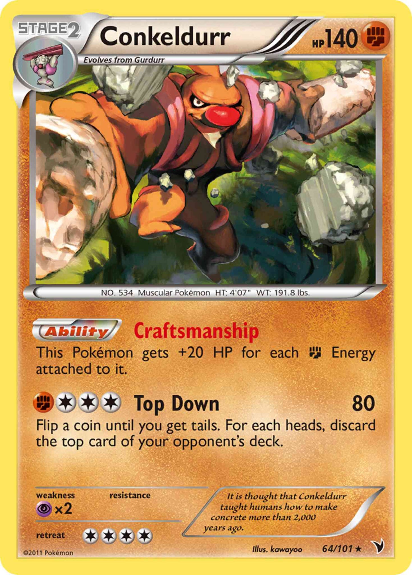 Conkeldurr - 64/101 - Rare Holo [bw3-64] [Reverse Holo]