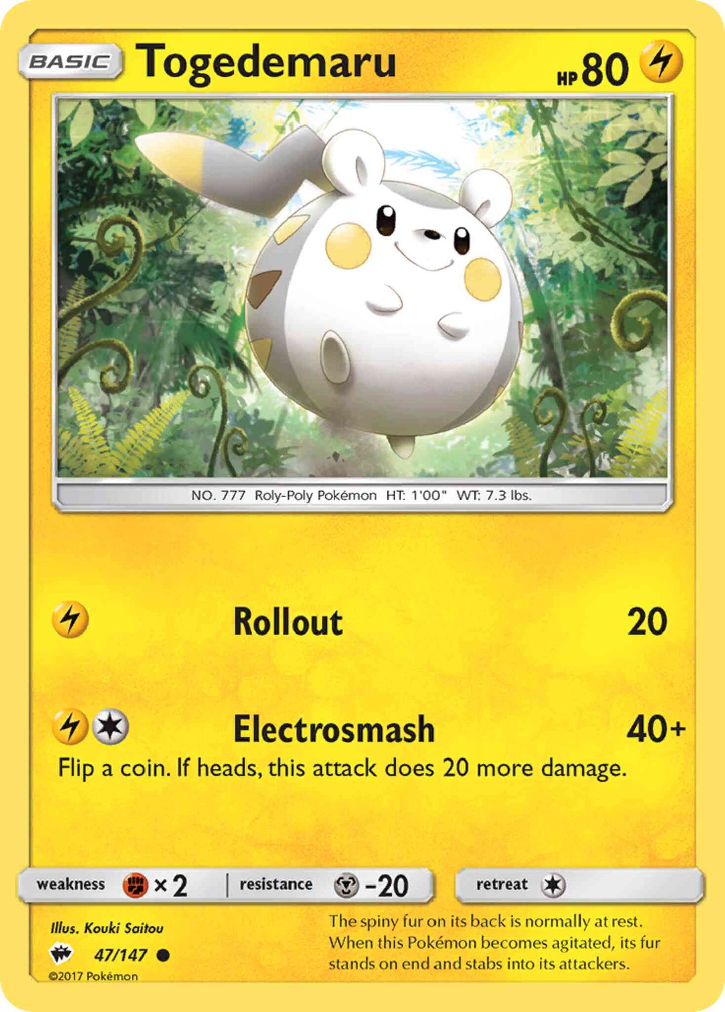 Togedemaru - 47/147 - Common [sm3-47] [Reverse Holo]