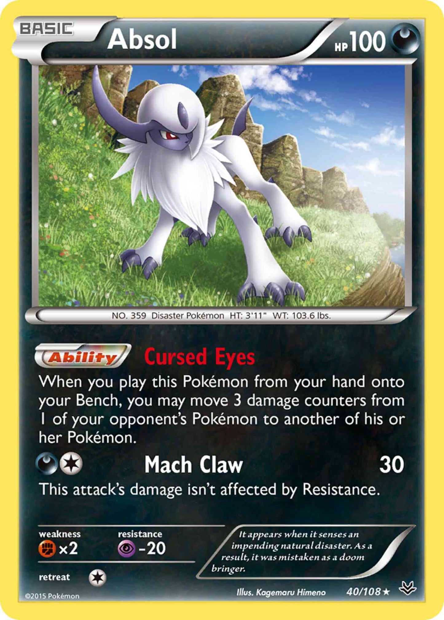 Absol - 40/108 - Rare Holo [xy6-40] [Reverse Holo]