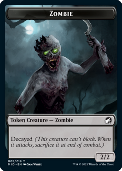 Zombie Token (04) // Zombie Token (05) [Innistrad: Midnight Hunt: Commander: Tokens] [Non-Foil]