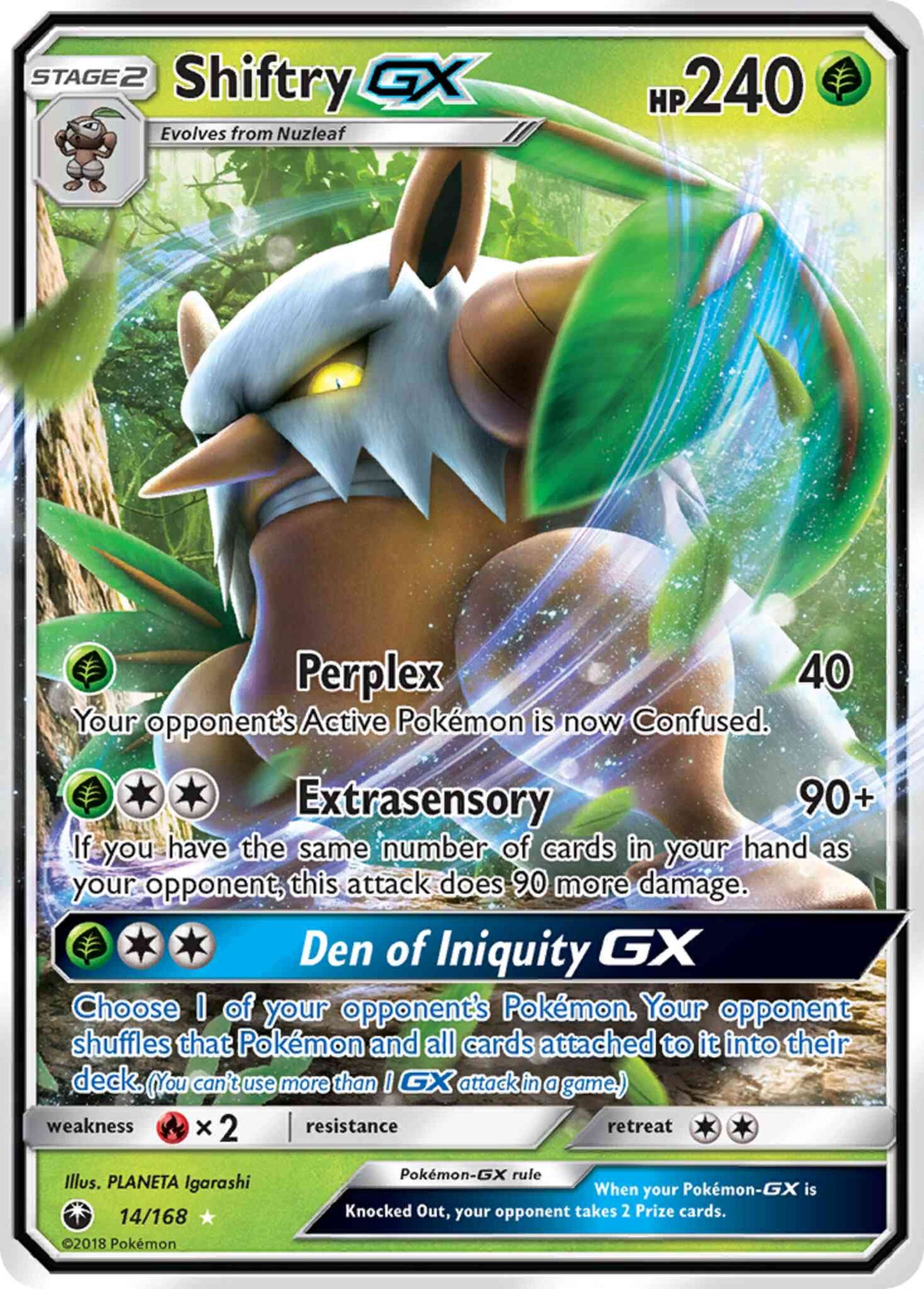 Shiftry-GX - 14/168 - Rare Holo GX [sm7-14] [Ultra]