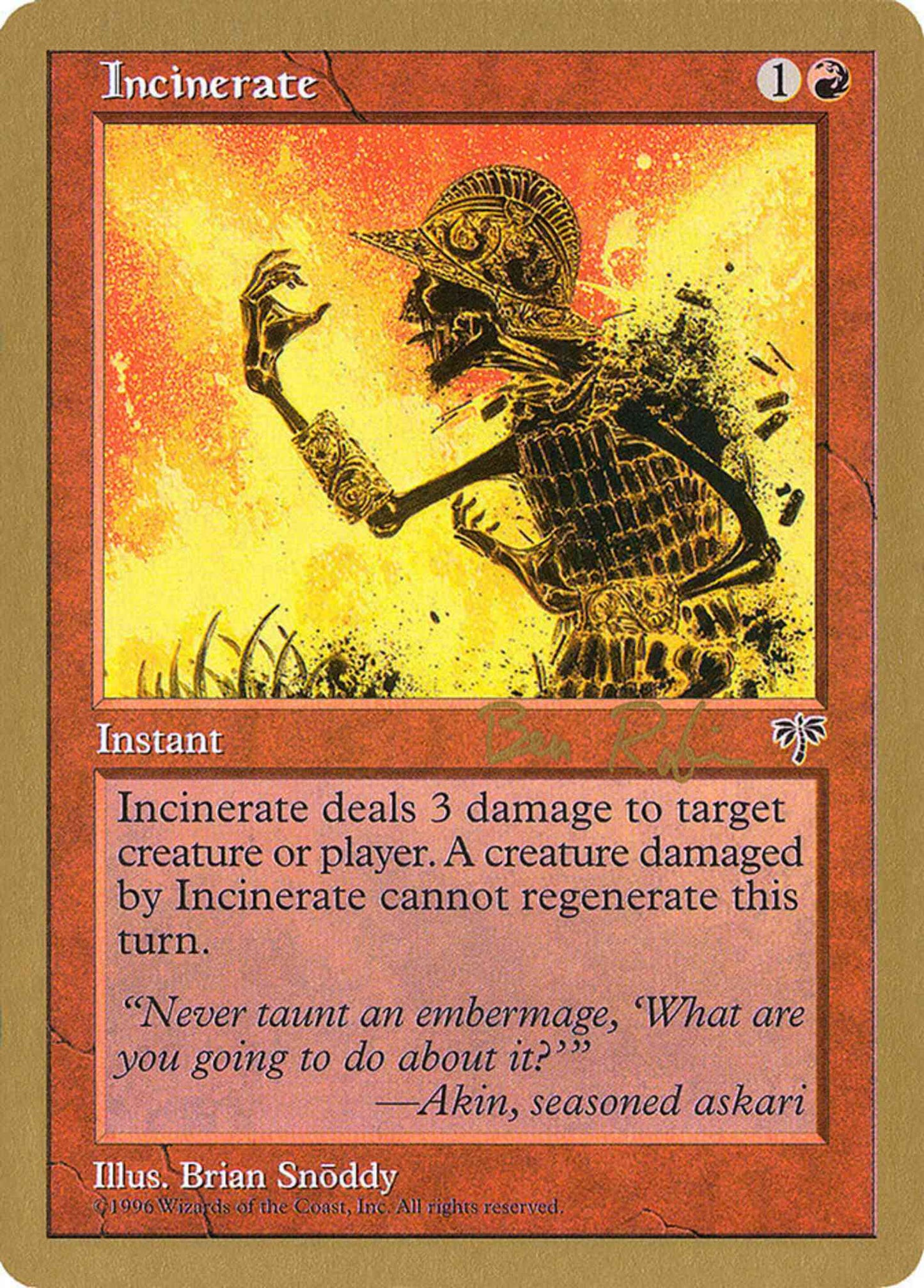 Incinerate [br184] [World Championship Decks 1998] [Non-Foil]