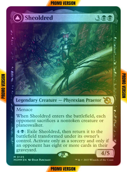 Sheoldred // The True Scriptures [125s] [Prerelease] [March of the Machine: Promos] [Foil]