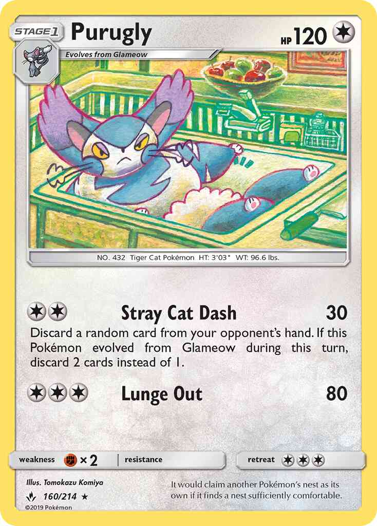 Purugly - 160/214 - Rare [sm10-160] [Reverse Holo]