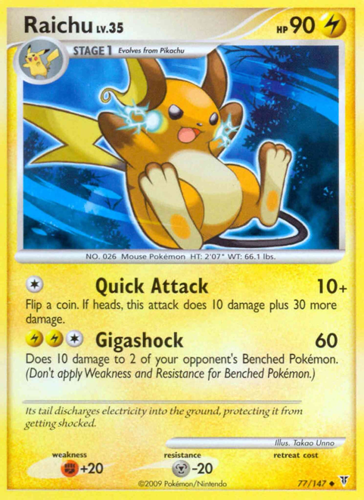 Raichu - 77/147 - Uncommon [pl3-77] [Reverse Holo]