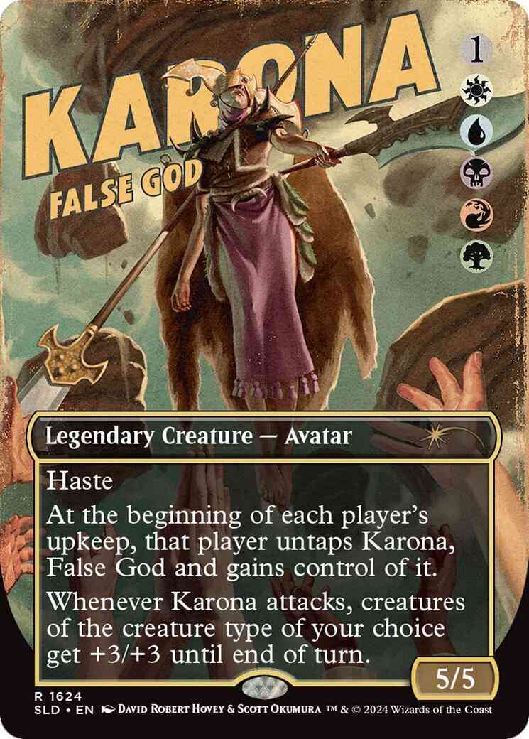 Karona, False God [1624] [Borderless] [Sinister Scoundrels] [Secret Lair Drop] [Foil]