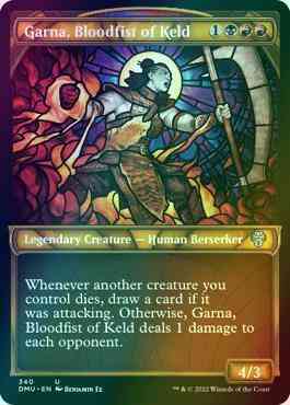 Garna, Bloodfist of Keld [340] [Stained Glass Showcase] [Dominaria United] [Textured Foil]