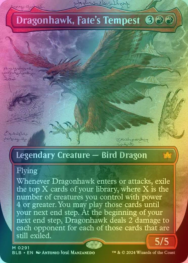 Dragonhawk, Fate's Tempest [291] [Borderless] [Field Notes] [Bloomburrow] [Foil]