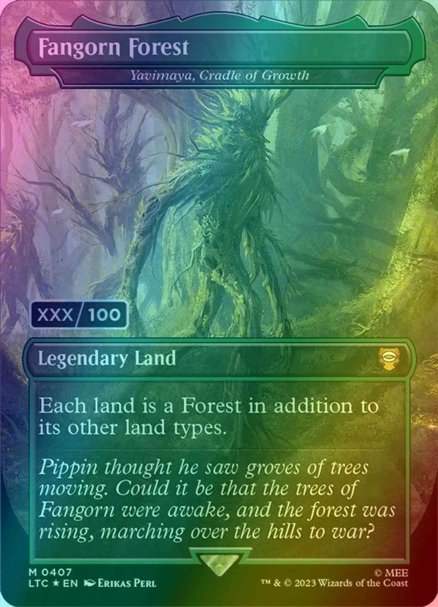 Fangorn Forest - Yavimaya, Cradle of Growth - Serial Numbered [407z] [Borderless] [Realms and Relics] [The Lord of the Rings: Tales of Middle-earth: Commander] [Foil]