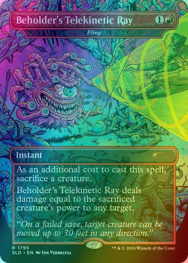 Beholder's Telekinetic Ray - Fling [1795] [Borderless] [Eyes of the Beholder II] [Secret Lair Drop] [Foil]