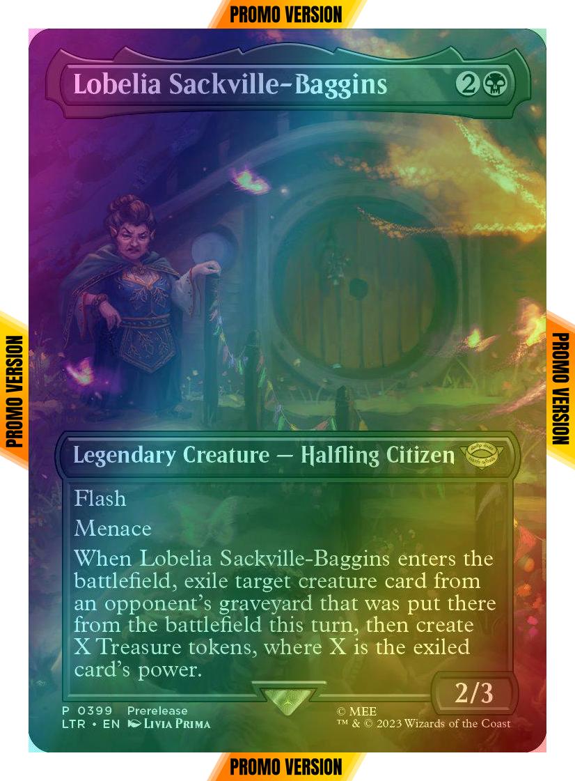 Lobelia Sackville-Baggins [399] [Borderless] [Prerelease] [The Lord of the Rings: Tales of Middle-earth] [Foil]