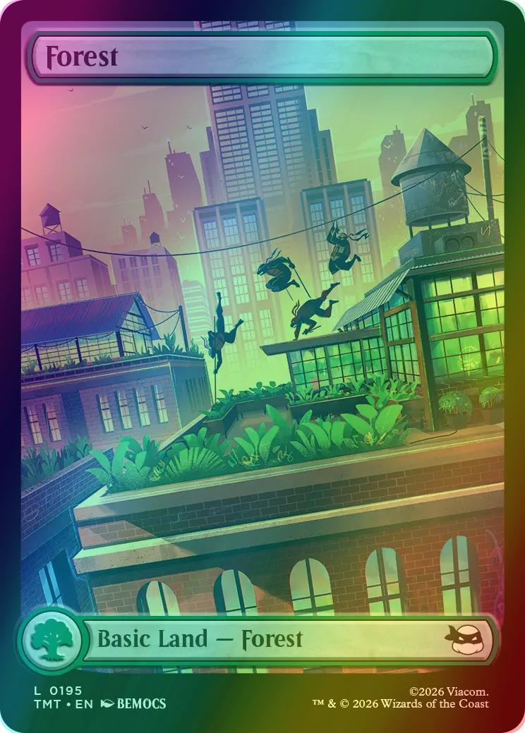 Forest [195] [Full Art] [Rooftop Basic Land] [Teenage Mutant Ninja Turtles] [Foil]