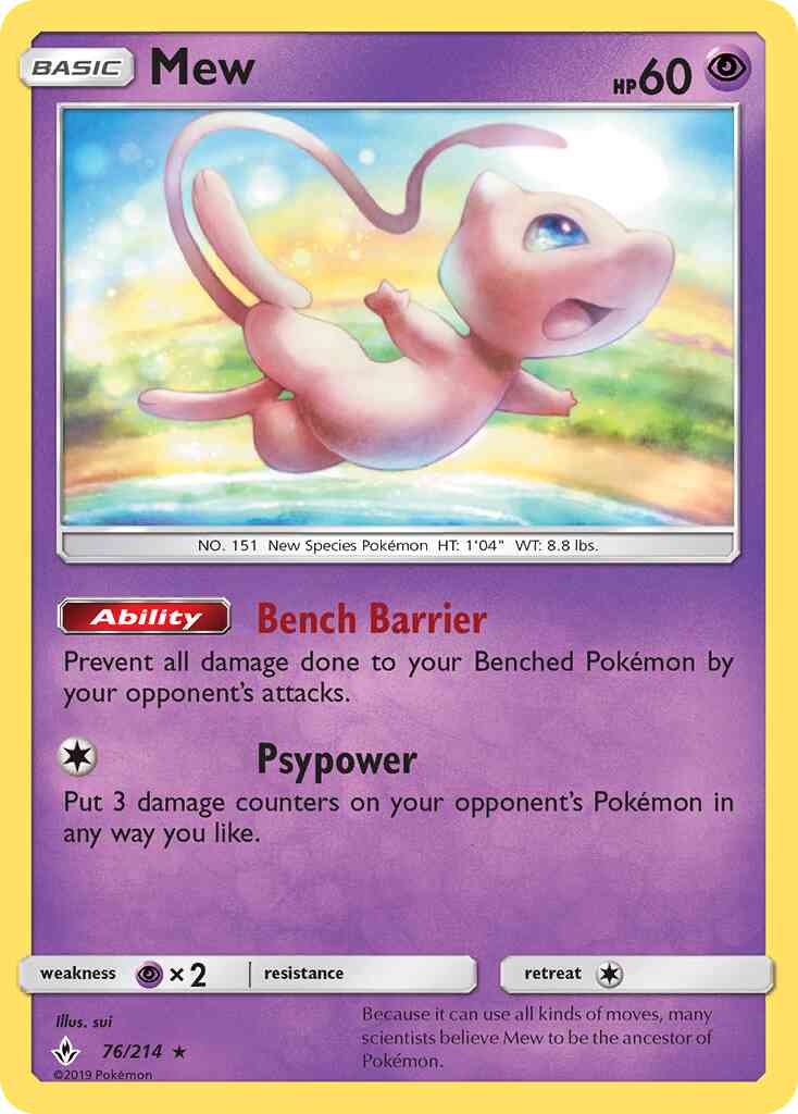 Mew - 76/214 - Rare Holo [sm10-76] [Reverse Holo]