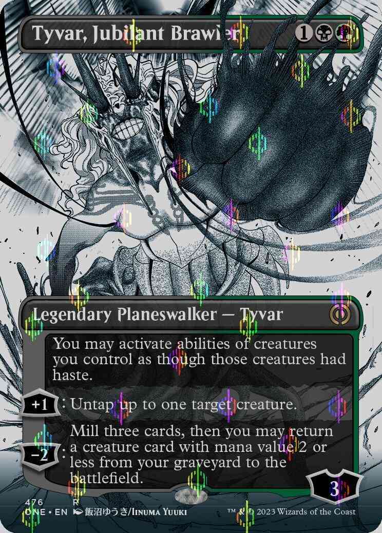 Tyvar, Jubilant Brawler [476] [Borderless] [Manga] [Phyrexia: All Will Be One] [Compleat Foil]