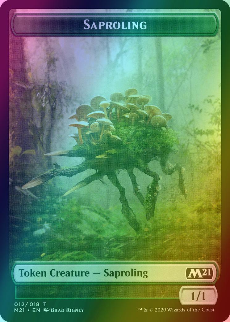 Dog Token (19) // Saproling Token (12) [Core Set 2021 Tokens] [Foil]