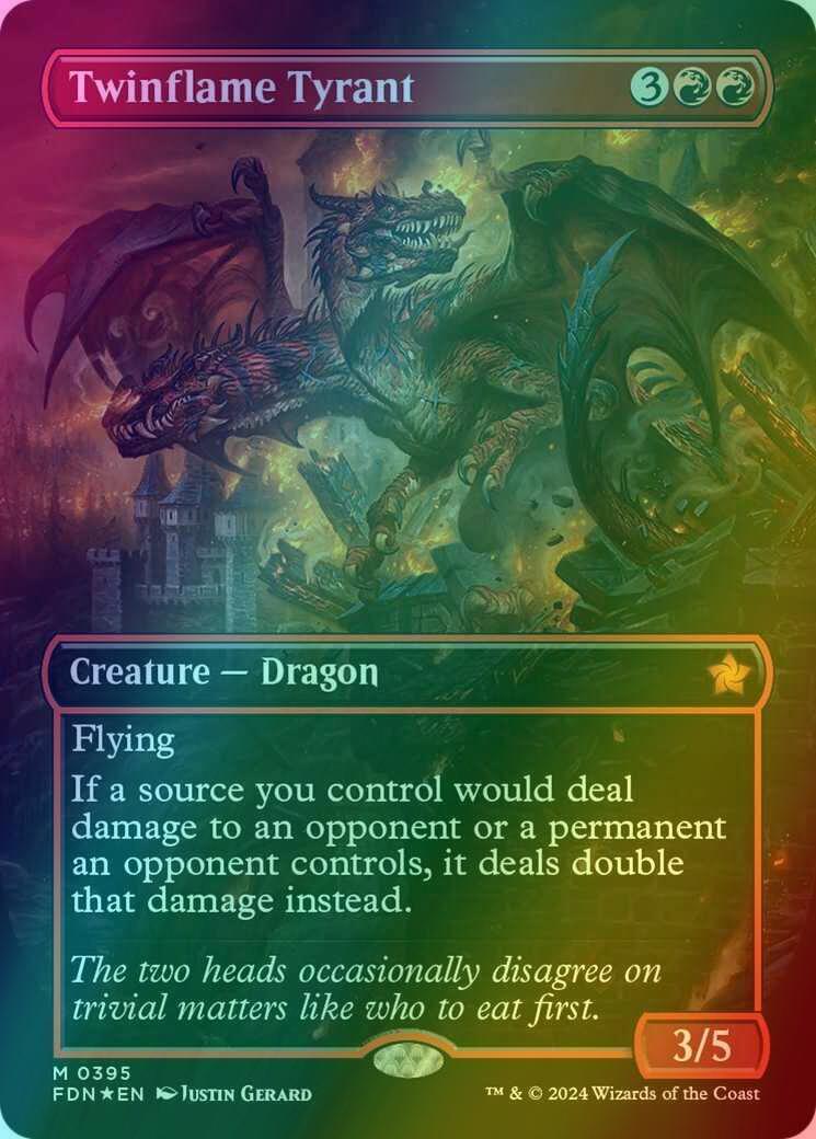 Twinflame Tyrant [395] [Borderless] [Foundations] [Mana Foil]