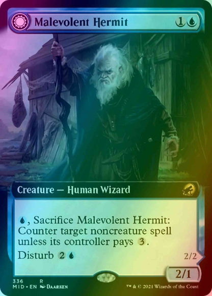 Malevolent Hermit // Benevolent Geist [336] [Extended Art] [Innistrad: Midnight Hunt] [Foil]