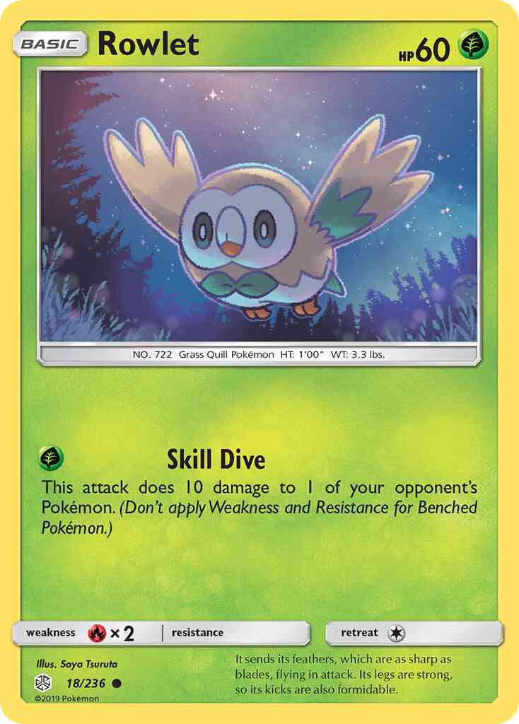 Rowlet - 18/236 - Common [sm12-18] [Reverse Holo]