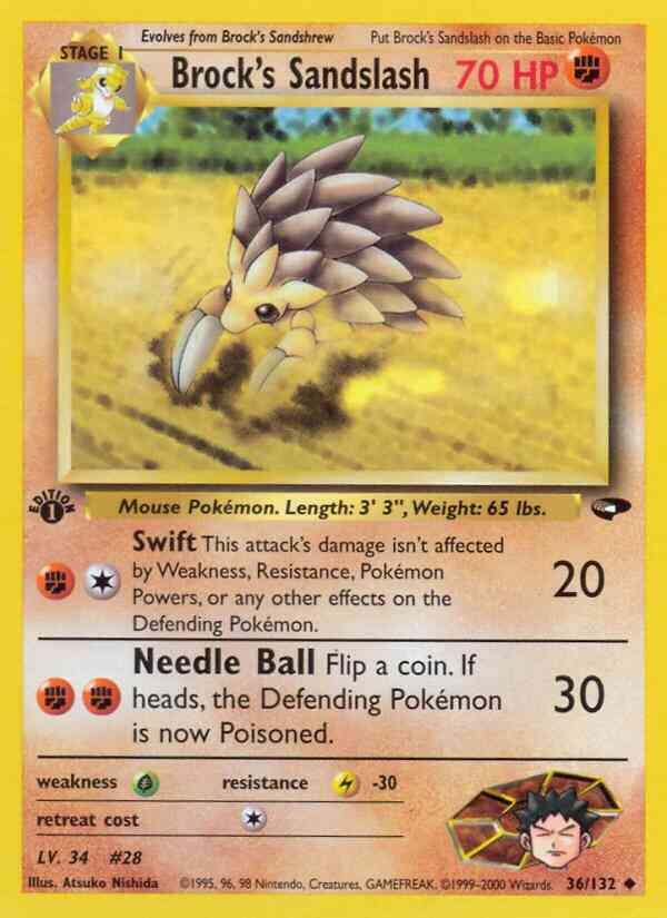 Brock's Sandslash - 36/132 - Uncommon - 1st Edition [gym2-36] [Non-Holo]