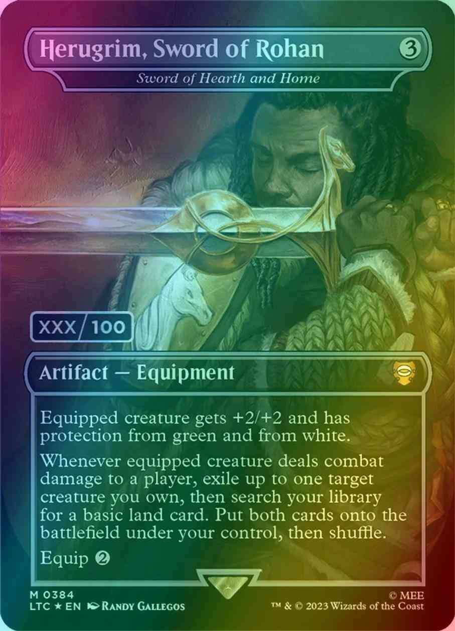 Herugrim, Sword of Rohan - Sword of Hearth and Home - Serial Numbered [384z] [Borderless] [Realms and Relics] [The Lord of the Rings: Tales of Middle-earth: Commander] [Foil]